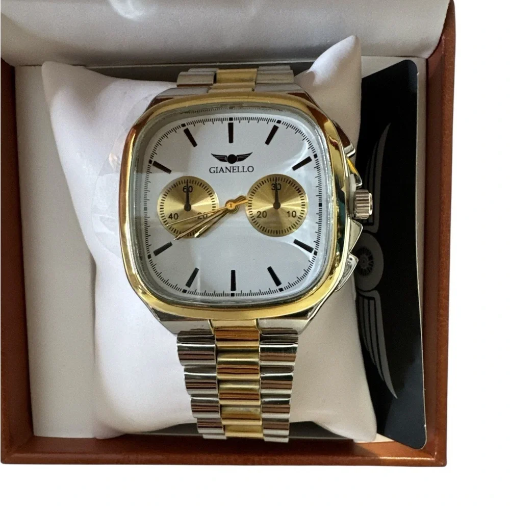 Gianello Square Fusion 42 Chrono Two tone Men Stainless Steel Watch